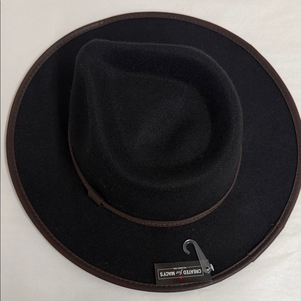 Scala Black and Brown Wool Felt Fedora Hat .R14